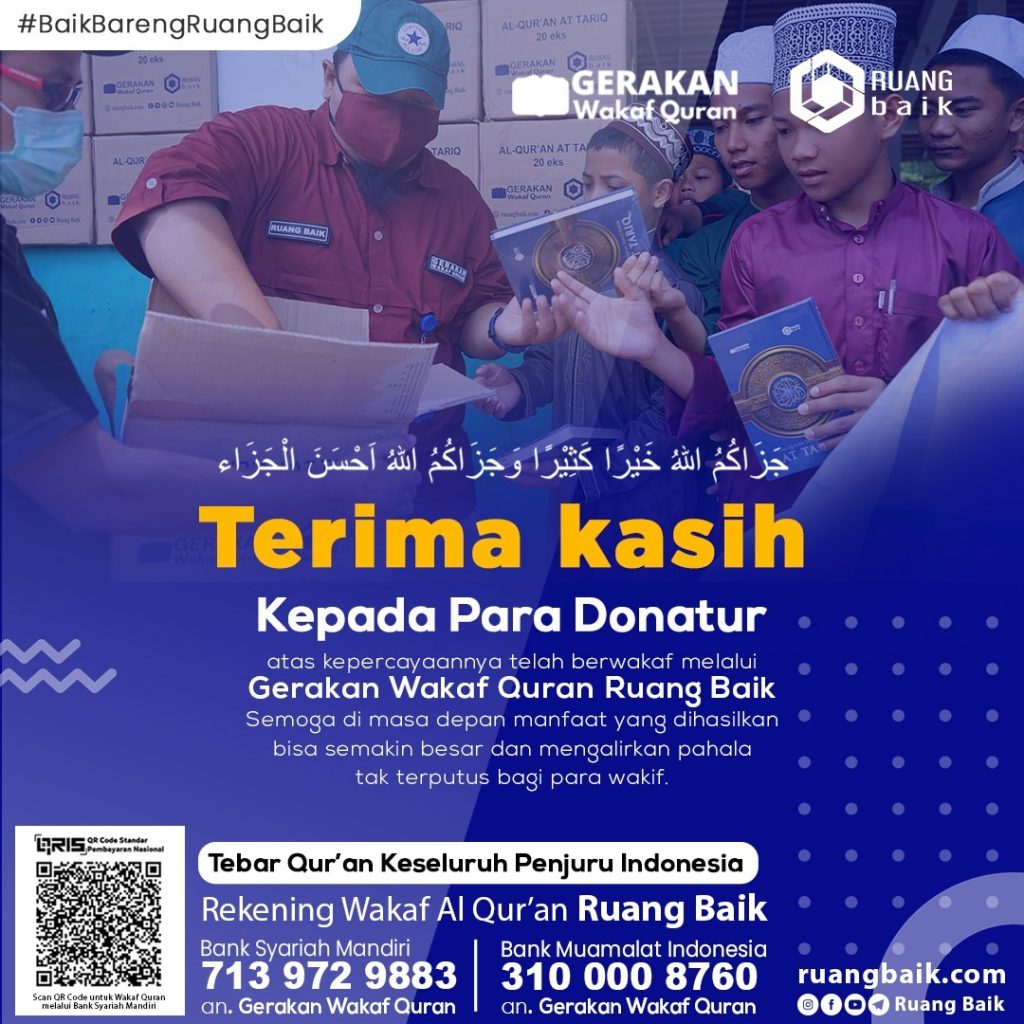 130.807 Mushaf Al Quran Ruang Baik Telah Disalurkan ke Lebih Dari 99 Kabupaten/Kota di Indonesia