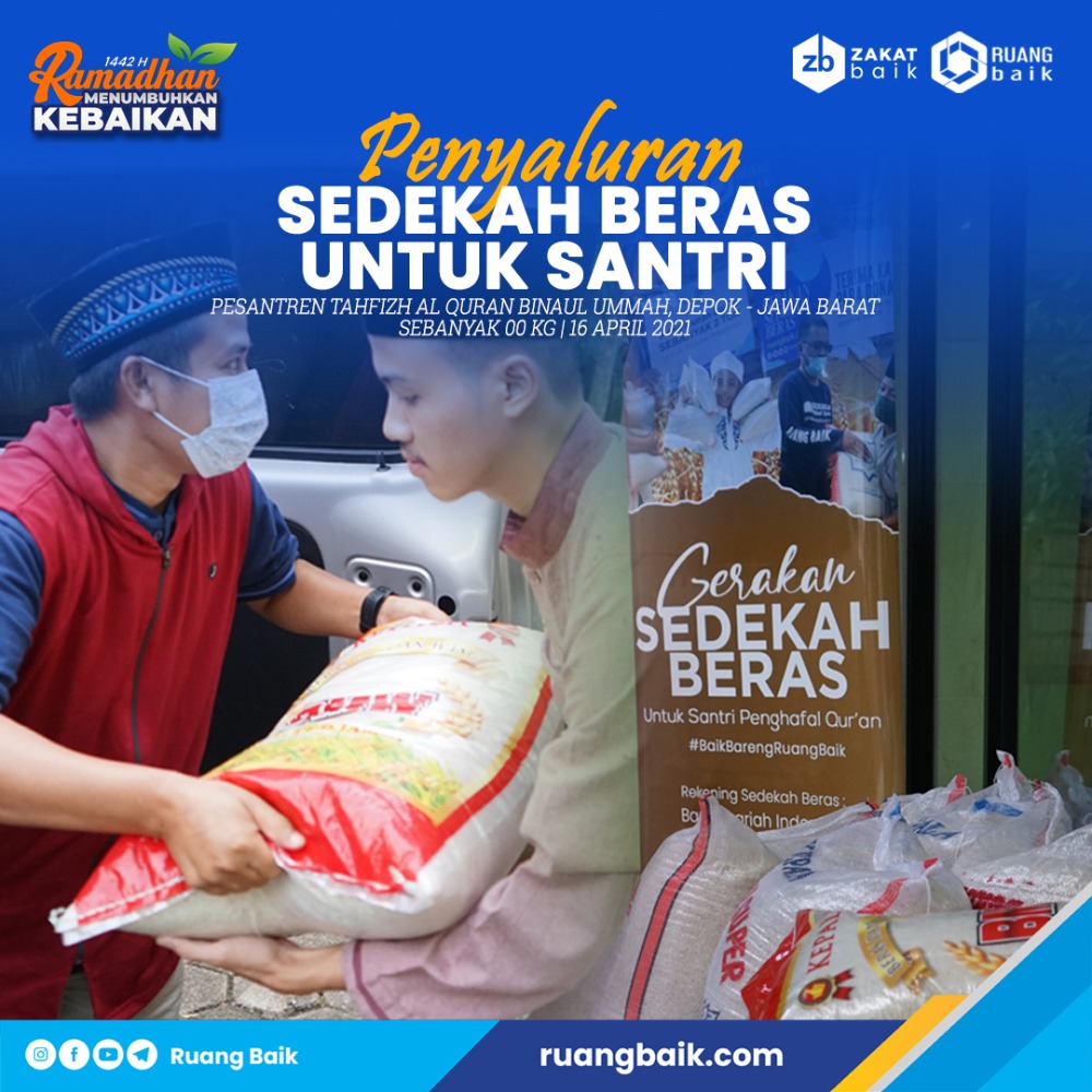 Penyaluran Sedekah Beras Untuk Santri